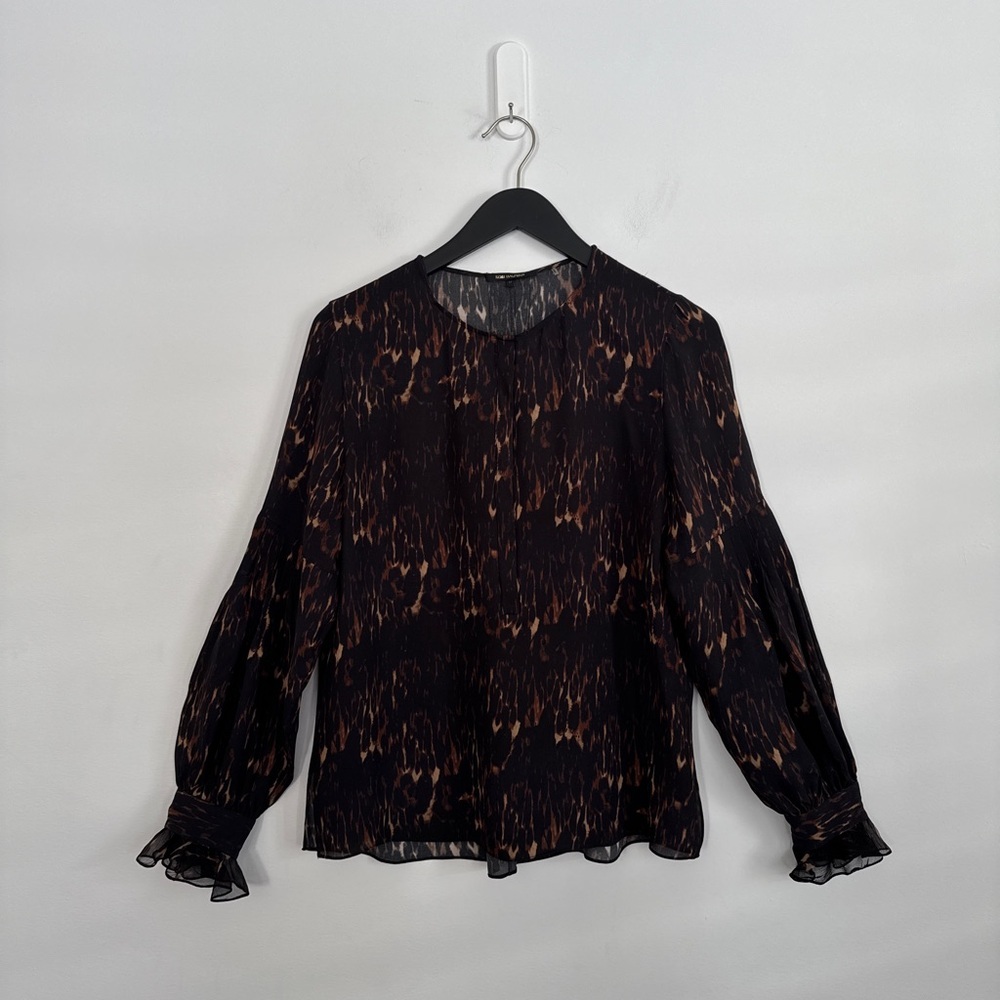 KOBI HALPERIN - The Leoni Leopard Print 100% SILK Blouse. Medium P2P 21" - Picture 9 of 9